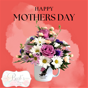 Say happy Mothers Day with a logo mug and flowers