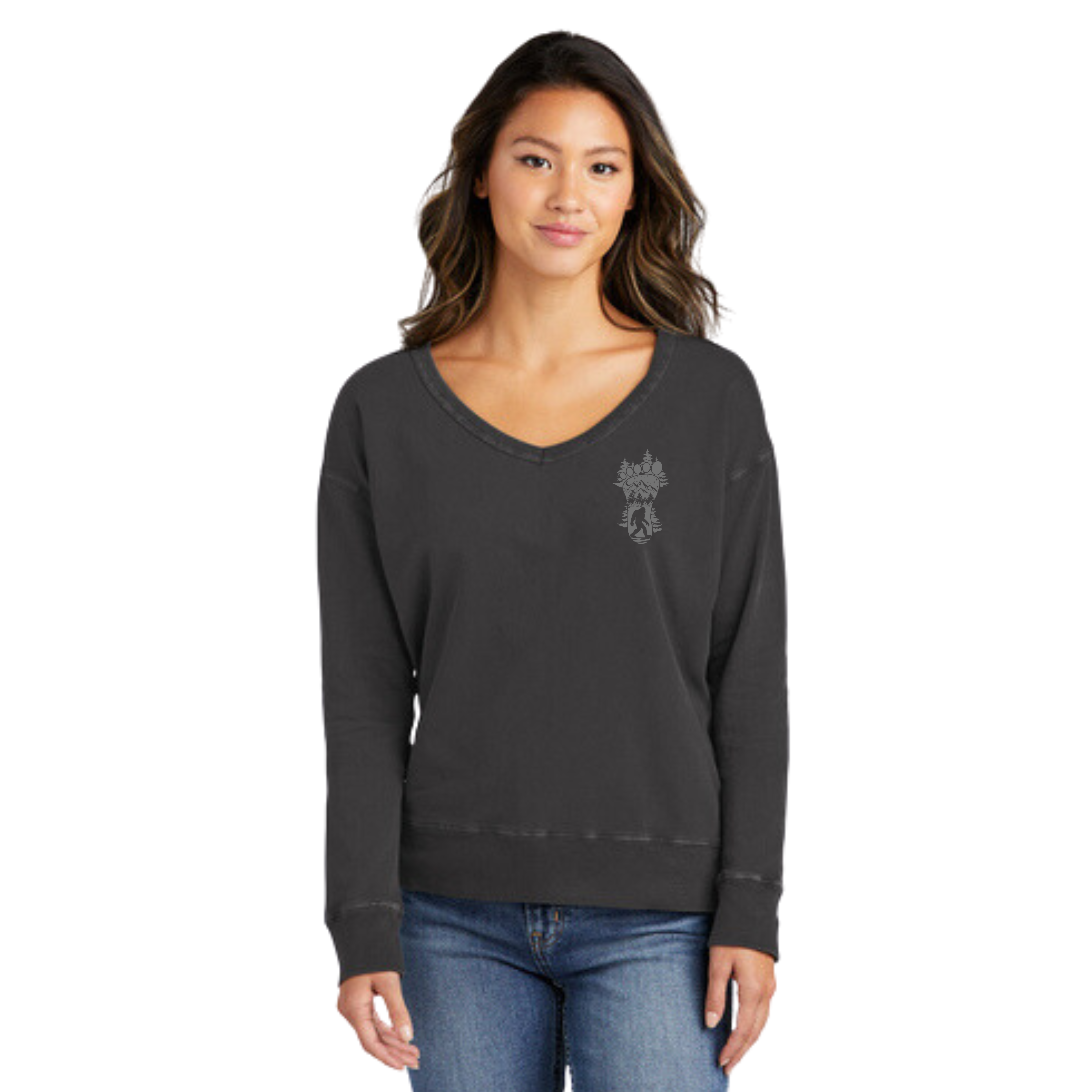 Into the forest I go -Ladies Beach Wash® Garment-Dyed V-Neck Sweatshirt