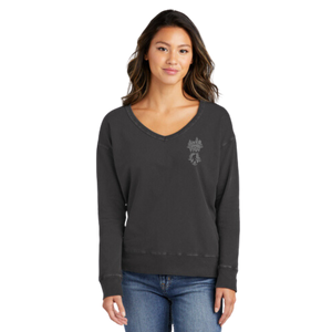 Into the forest I go -Ladies Beach Wash® Garment-Dyed V-Neck Sweatshirt