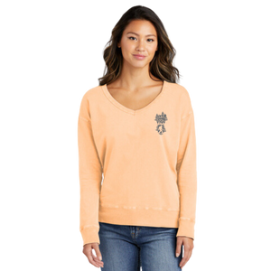 Into the forest I go -Ladies Beach Wash® Garment-Dyed V-Neck Sweatshirt